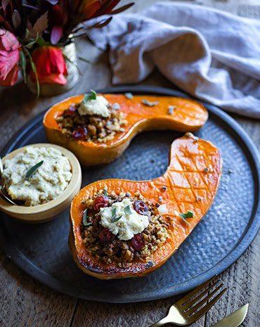 Stuffed Butternut Squash with Almond Cheese
