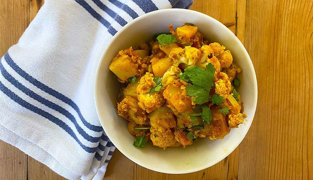 Plant Based Vegan Aloo Gobi -Potatoes and Cauliflower